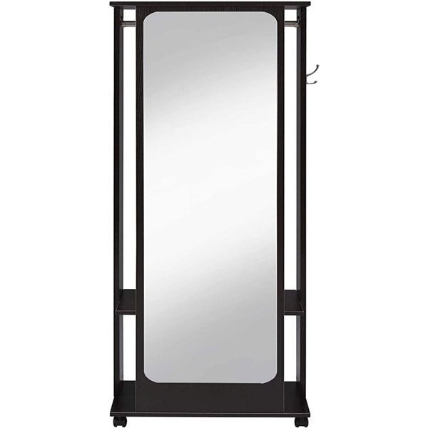 Aike Home 21'' Wide Freestanding Coat Rack with Mirror in Espresso